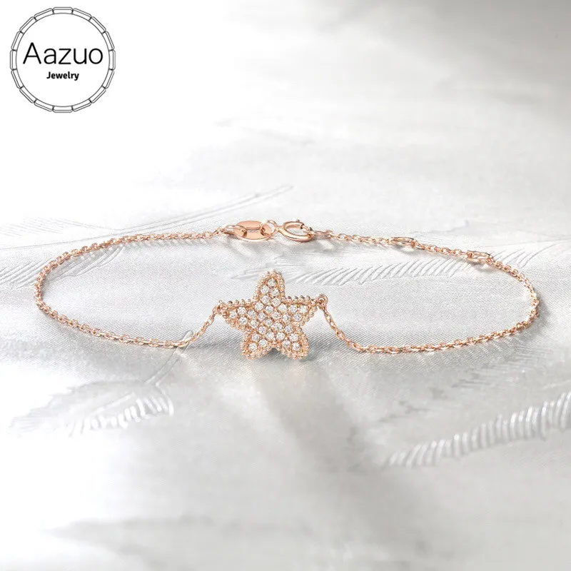 Aazuo 18K розовое золото (Au750) настоящие бриллианты микро проложенный Прекрасный