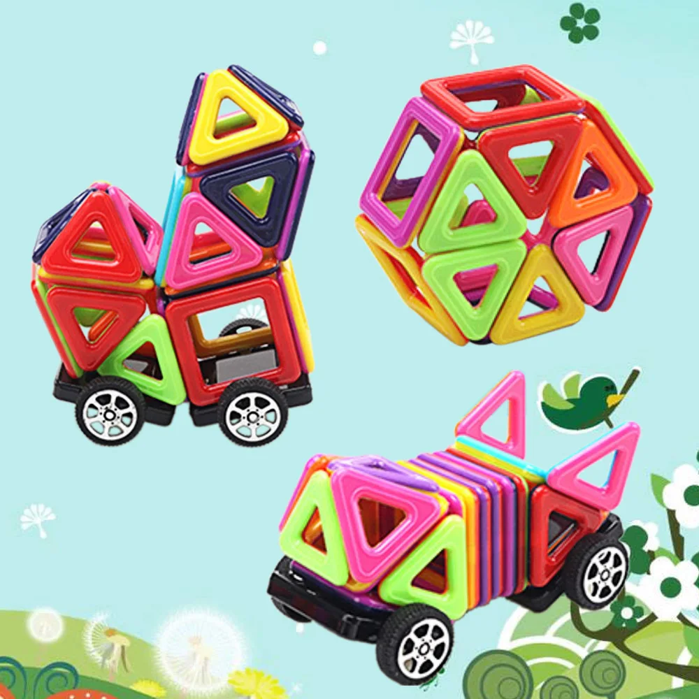 64 шт. треугольные квадратные колеса прямоугольные магнитные складные строительные блоки части магнитные Кирпичи Модель игрушки с коробкой для хранения
