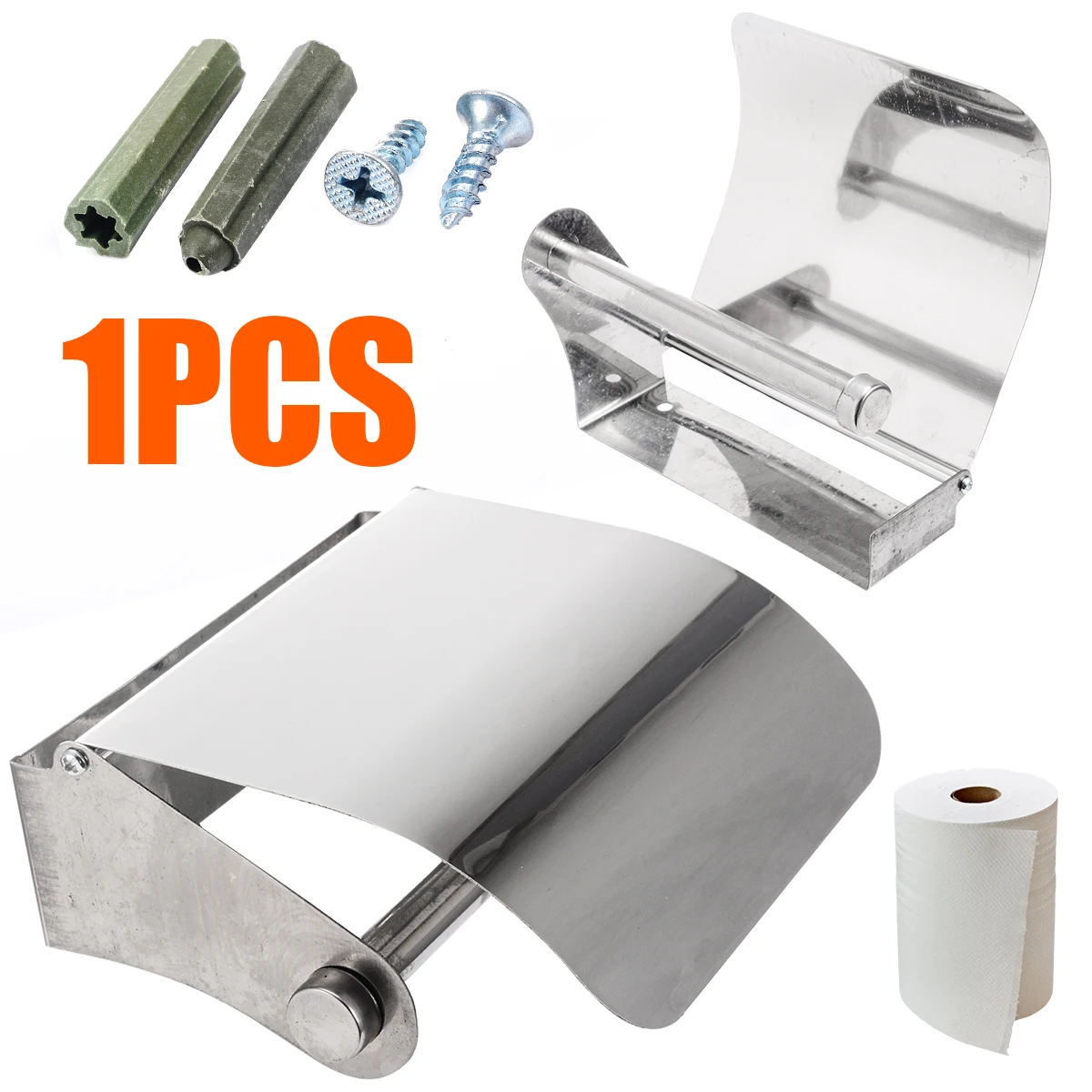 1pc Stainless Steel Bathroom Case Toilet Paper Roll Holder Morden Tissue Holder Wall Mounted For Bathroom Toliet Use