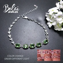 Bolaijewelry, потрясающее изменение цвета, созданный браслет zultanit diaspore, Настоящее серебро 925 пробы, хорошее ювелирное изделие для девочек, подарок