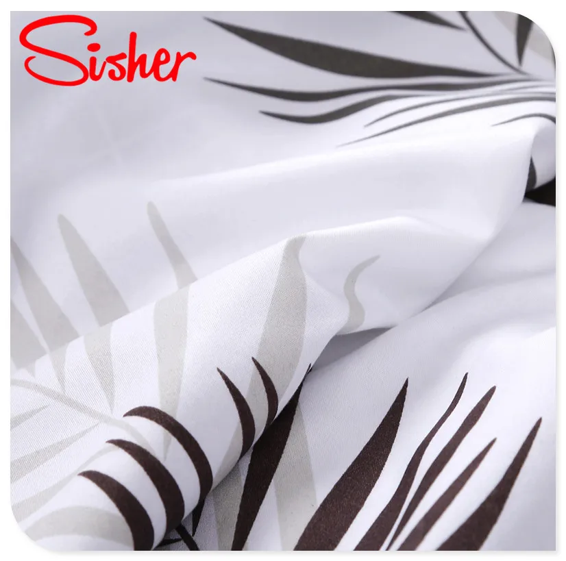 Sisher Pastoral Green Leaf Print Duvet Cover Set Cotton Polyester Adult Comforter Bedding Sets Size Single Double Queen King