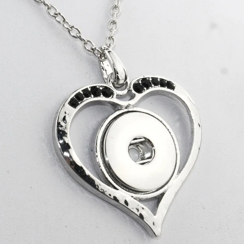 

NE217 Black crystal snap button jewelry newest classical pendant Necklace(fit 18mm snap ) 031002