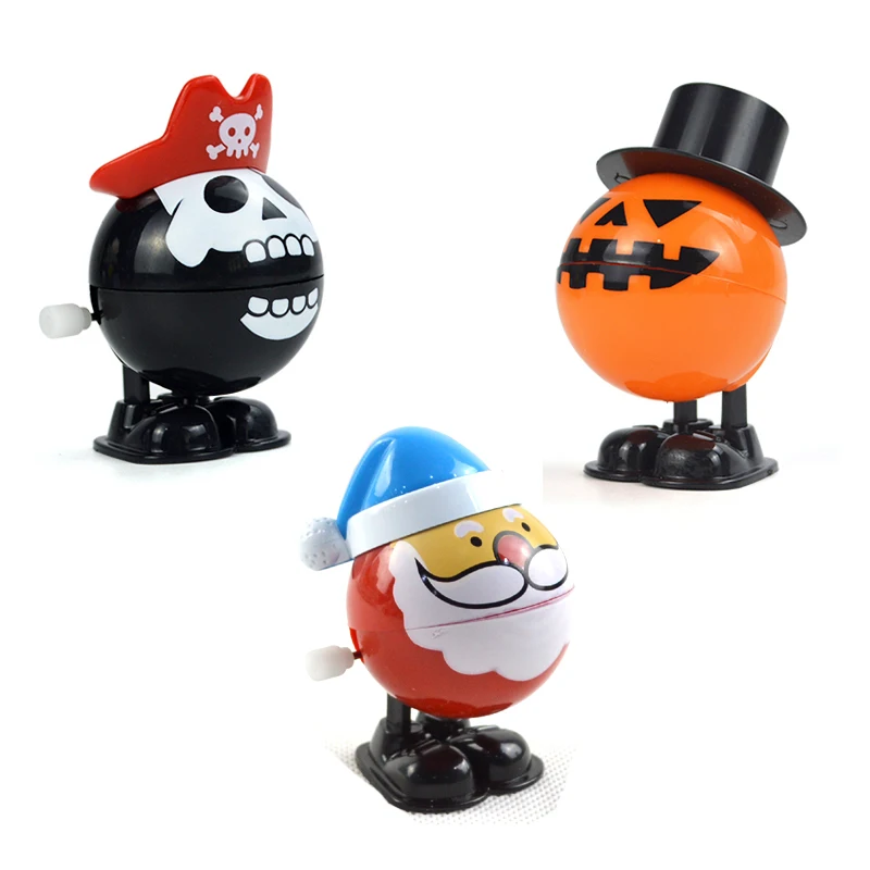 Wind up Jumping toy Funny Halloween Pumpkin head Pirates Ghost and Santa Children's toysin Wind