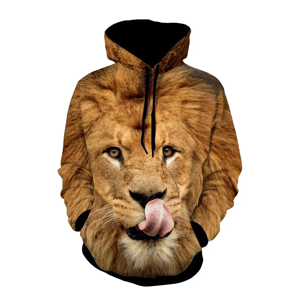 

Men's Autumn Winter Sweatershirt Hoodies Top 2019 3D Animal Printing Long Sleeve Hooded Streetwear Mens Hoodies Sudadera Hombre