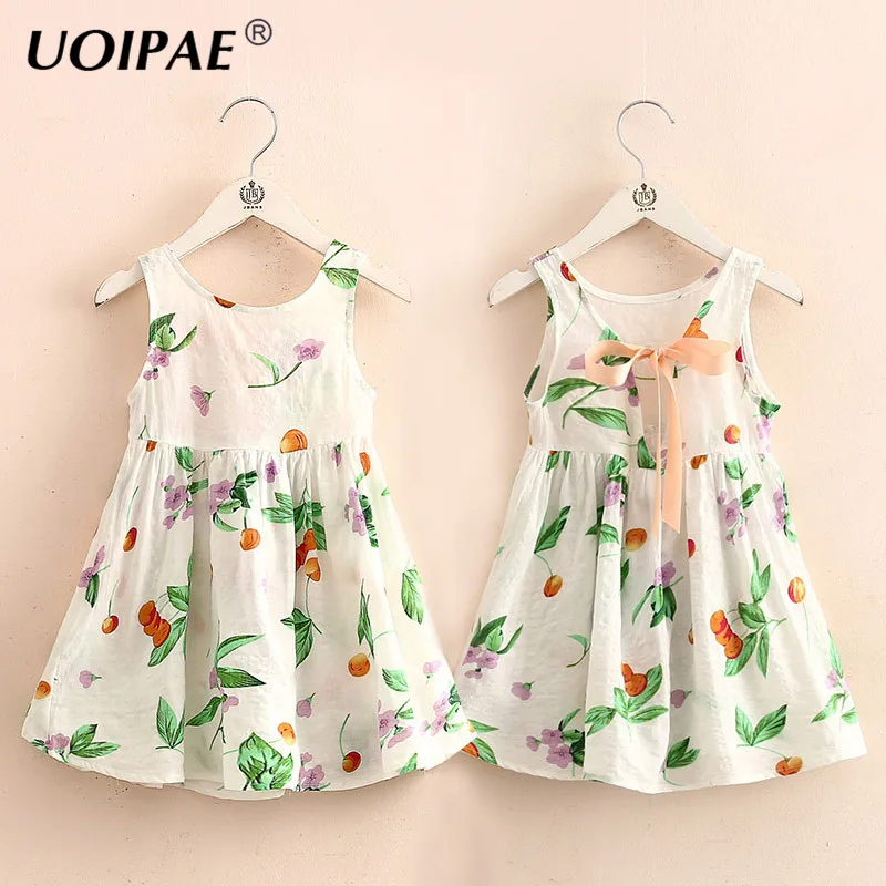 

Kids Girls Party Dress Fashion Flowers Prints 2018 Summer Korean Version Sleeveless Dresses Children Clothing Qz-4679