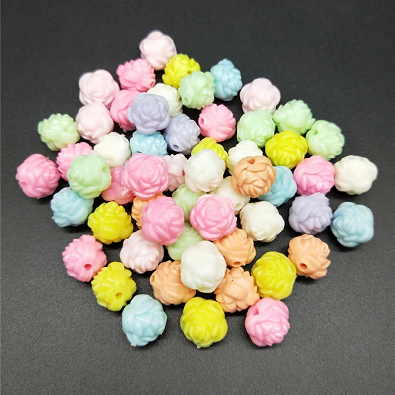 

30Pcs/Lot 12mm Cheap New Acrylic Beads Assorted Bright Colors Acrylic Beads Beading Fashion Rose Beads For Jewelry Accessories