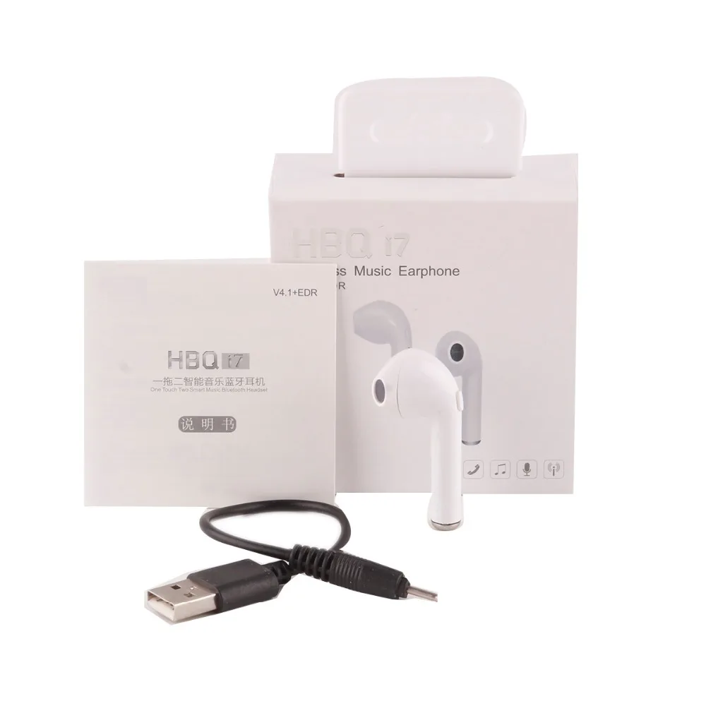 HB i7, беспроводные наушники, Bluetooth гарнитура, беспроводные, стерео, спортивные, в ухо, один наушник с микрофоном для iPhone 7 Plus, samsung, Xiaomi
