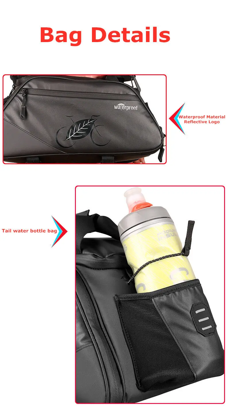 Cheap 15L Multifunctional Bicycle Rear Seat Bag Outdoor Trunk Bag Shoulder Package Waterproof Bike Mountain Bike Accessories ciclismo 3