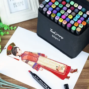 

12/24/30/36/40/48//60/80/168 color Double-headed Mark Pen Set Alcohol Oily marker pen Student Hand Paint Design comic pen Brush