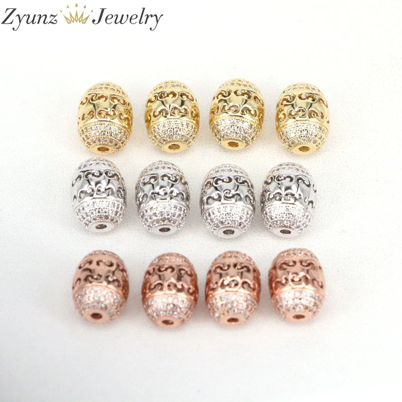 10PCS ZYZ312 2609 Micro Pave Cubic Zirconia CZ Beads