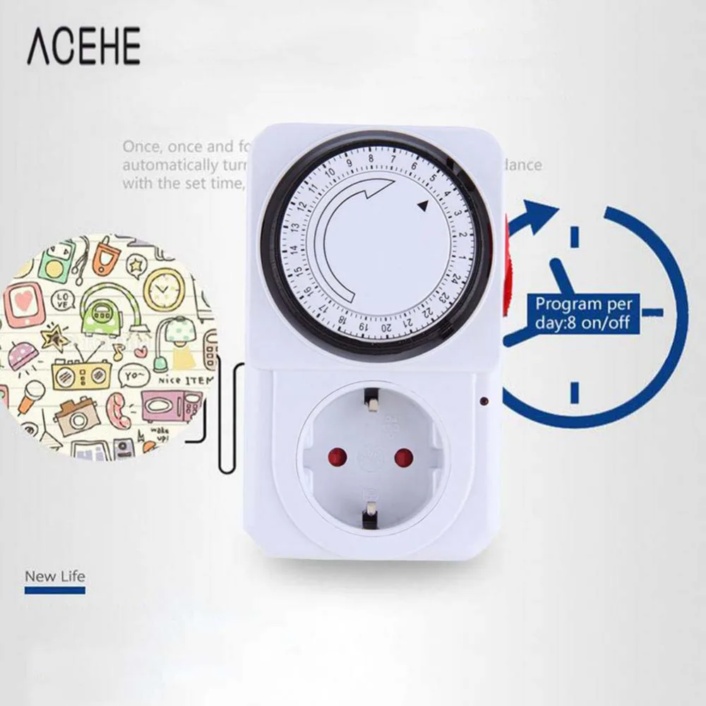 ACEHE 24 Hour Mechanical Electrical Smart Switch Timer Plug Program
