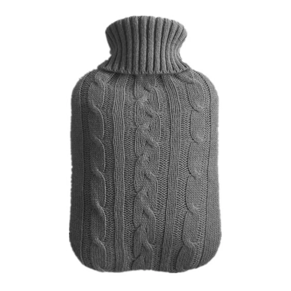 2000 мл морозостойкая теплая большая зимняя крышка безопасная моющаяся Взрывозащищенная бутылка для горячей воды Сохранение тепла вязаный съемный - Цвет: Gray