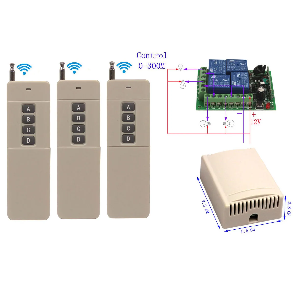 3X Control 433MHz Sleeplion 300 м Управление; фара мотоцикла Универсальный 12V 4 канала Беспроводной переключатель RF пульт дистанционного управления Управление 4CH 12В универсальное Реле Переключатель - Цвет: 3X Control 433MHz