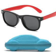 Поляризационные детские солнцезащитные очки с резиновой оправой, чехол для мальчиков и девочек, силиконовые защитные солнцезащитные очки, подарок для детей, малышей, UV400, Gafas