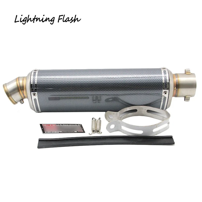 

440 mm Universal Motorcycle Exhaust Muffler Pipe Stainless Steel 38-51 mm Tail Escape with Removable DB Killer for Dirt Bike ATV