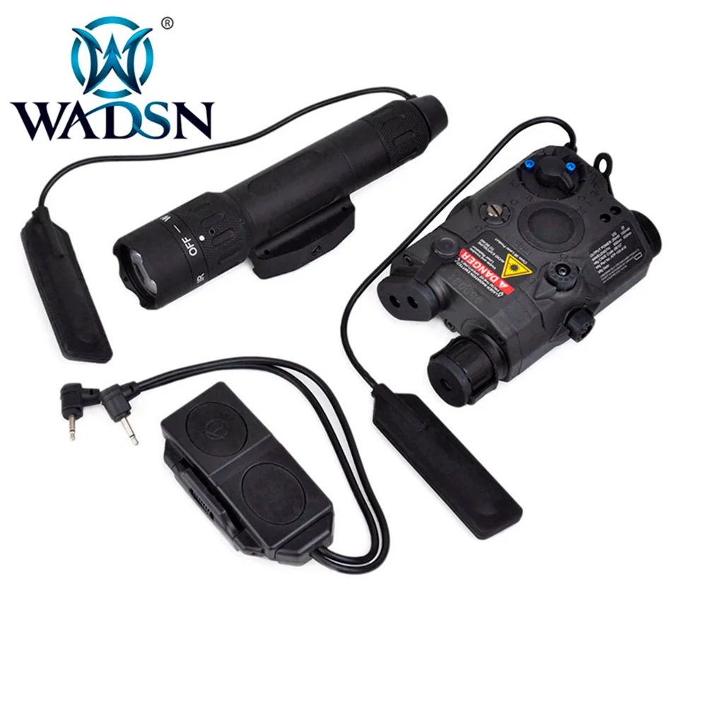 WADSN Weapons Airsoft LED light Tactical kit includes LA-5/PEQ 15 Red IR Laser & WMX200 Flashlight &ampDouble Remote Control WEX418 |