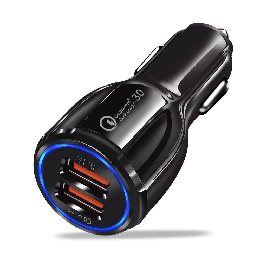 Автомобильное зарядное устройство SeenDa Quick Charge 3,0 Для huawei P30, зарядное устройство для мобильного телефона, 2 порта USB, 5 В, а, автомобильное зарядное устройство для iPhone, samsung, планшета - Тип штекера: Black