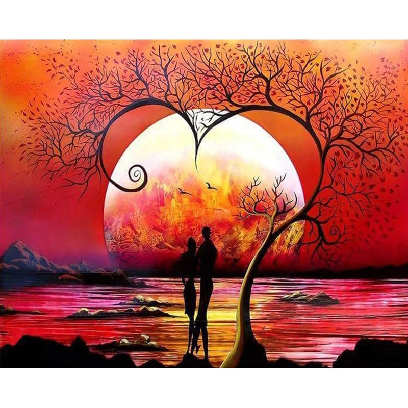 Diamond Embroidery Landscape Diy Diamond Painting Sunset Diy Full Round Mosaic Rhinestone Picture Home Decor