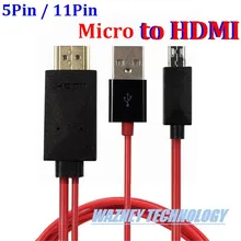 100 шт 11 pin 5 pin Micro USB к HDMI видео аудио кабель телевидение с высоким разрешением, HD tv адаптер для Samsung Galaxy S5 S3 S4 note 4 3 2 для S2 htc LG