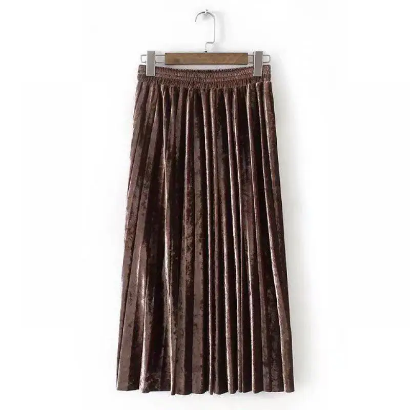 Весеннее Новое поступление Модная универсальная тонкая бархатная плиссированная юбка Faldas Largas Elegantes винтажная юбка женская одежда