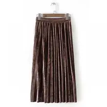 Весеннее Новое поступление Модная универсальная тонкая бархатная плиссированная юбка Faldas Largas Elegantes винтажная юбка женская одежда