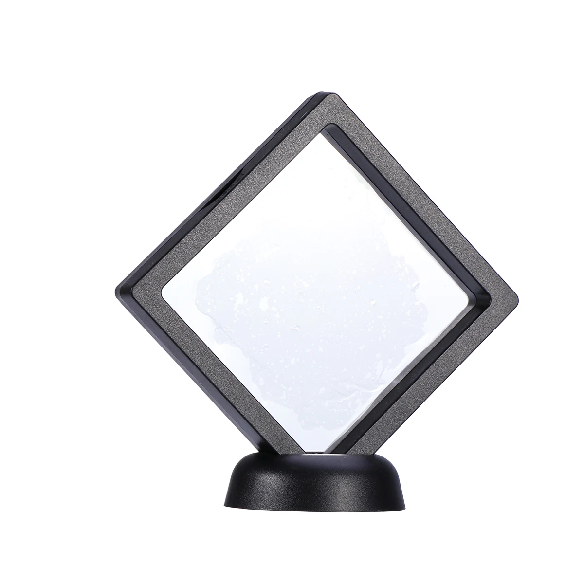 

PIXNOR 9x9cm 3D Floating Frame Jewelry Display Show Case Coin Box Jewellery Organization Shadow Box with Round Base