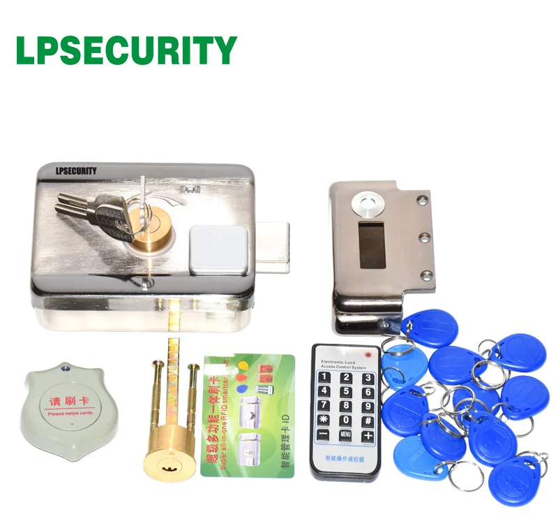 

12VDC Gate door Electric Lock RFID integrated mute lock intercom Access Control System with 2 or 10 ID tags(adapter optional)