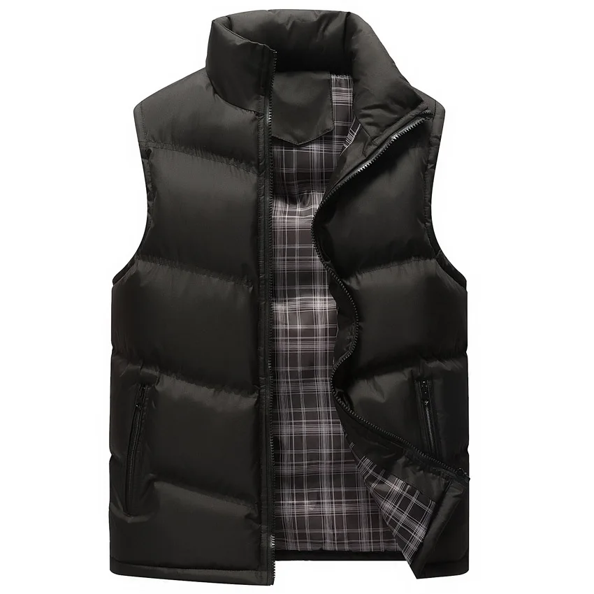 Kaufen Männlichen Frühling Herbst Ärmellose Jacken Stehkragen Plus Größe 4XL Westen Armee Khaki Casual Weste Solide herren Westen Männer mäntel