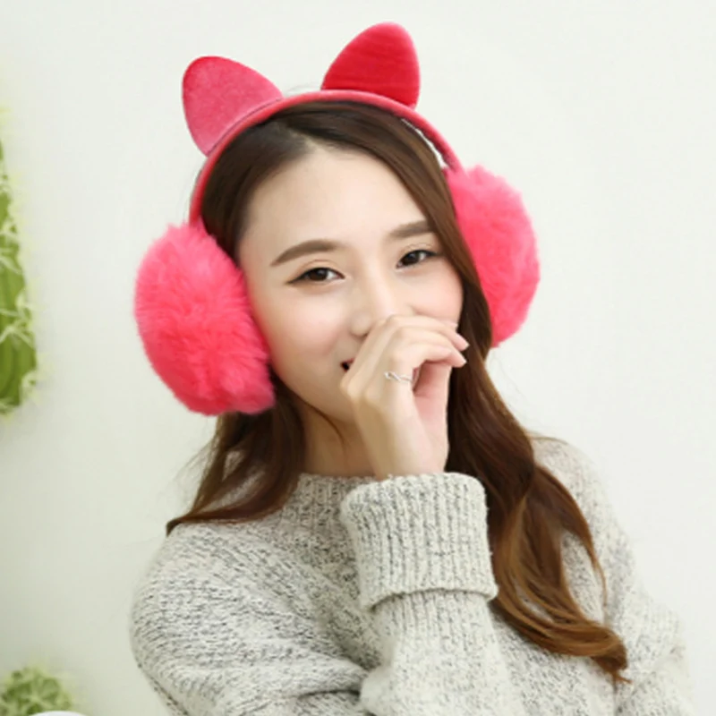 Buy winter plush earmuffs with cat ears women's warm