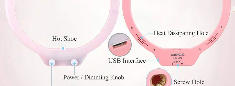 ZOMEI светодиодный кольцевой светильник для селфи фотографический светильник ing камера фото видео студия Гибкий Настольный кольцевой светильник с подставкой для макияжа телефона