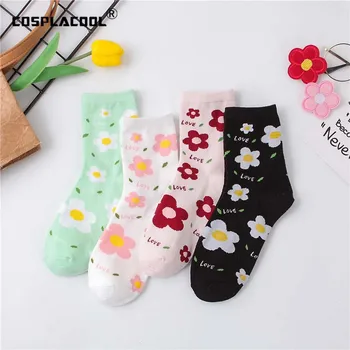 

[COSPLACOOL]Harajuku Flower Cotton Funny Cute Socks Creative Calcetines Mujer Warm Fashion Comfortable Women Socks Skarpetki