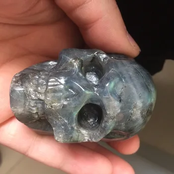 

LBSK307 Handicrafts Skull 206g Natural Healing Labradorite Stone Craved and Polished Head Skull feng shui Craft Decoration