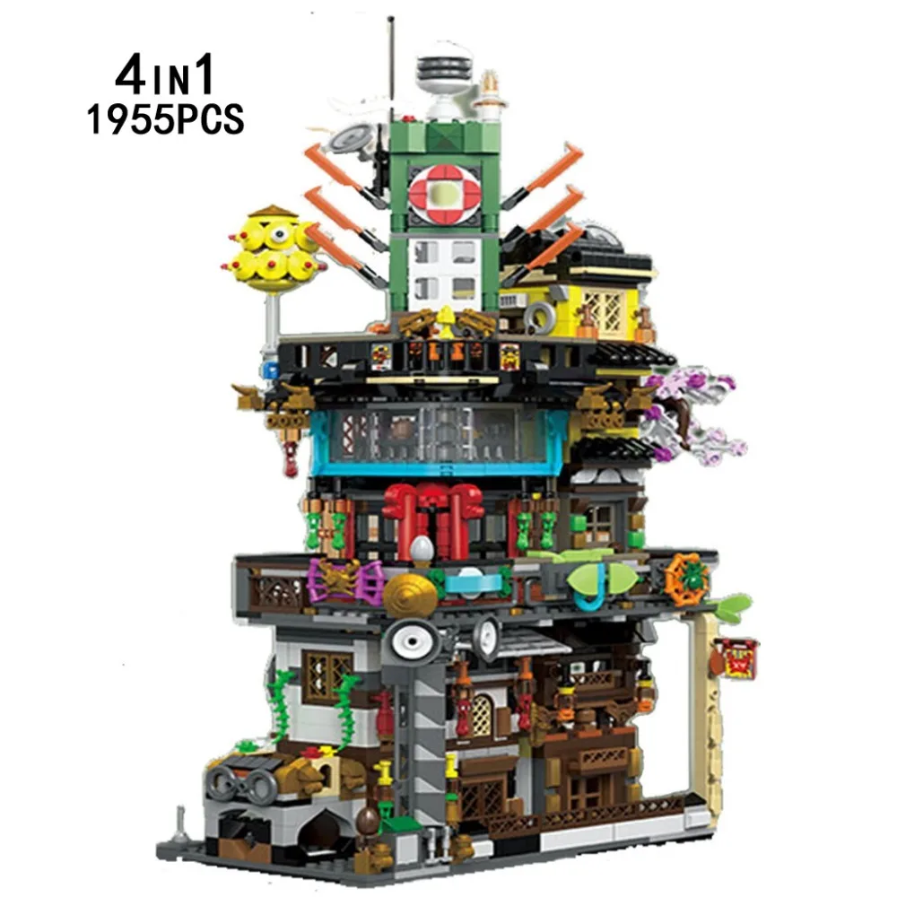 

New Funny Ninja City Go Moc Diy 4in1 Building Block Fisherman Robot Kai Lloyd Jay Fisher Divel Figures Bricks Toys Collection