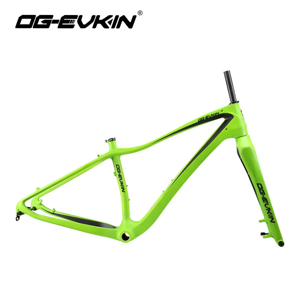 Best OG-EVKIN CF-041 Carbon Mountain Bike Frame DI2 Bike Frame Fat Back bike BICICLETTA Carbon Bicycle Frame CF041 Green Colour 0