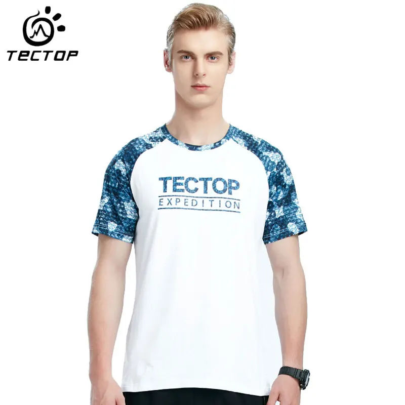 

TECTOP Summer Outdoor Hiking Quick Dry T-shirt Stretch Wear-resistant Shirt Gym Men Breathable Round Neck T-shirts