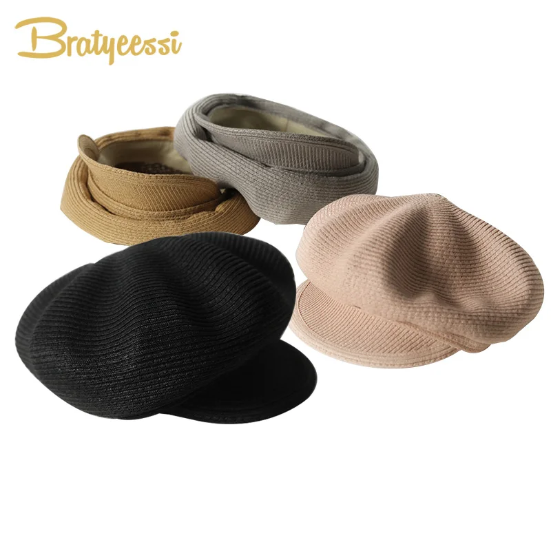 

New Straw Baby Hat for Girls Summer Baby Boy Hat Adjustable Children Hats Solid Retro Child Cap Kids Sun Hat