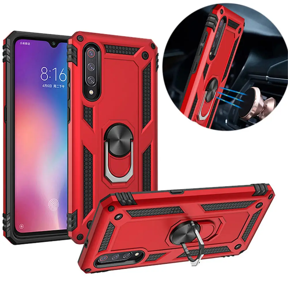 

Magnetic Shockproof Car Holder Case For Xiaomi 9 Redmi Note 7 Pro Armor Phone Case Finger Ring Holder Kickstand Back Cover