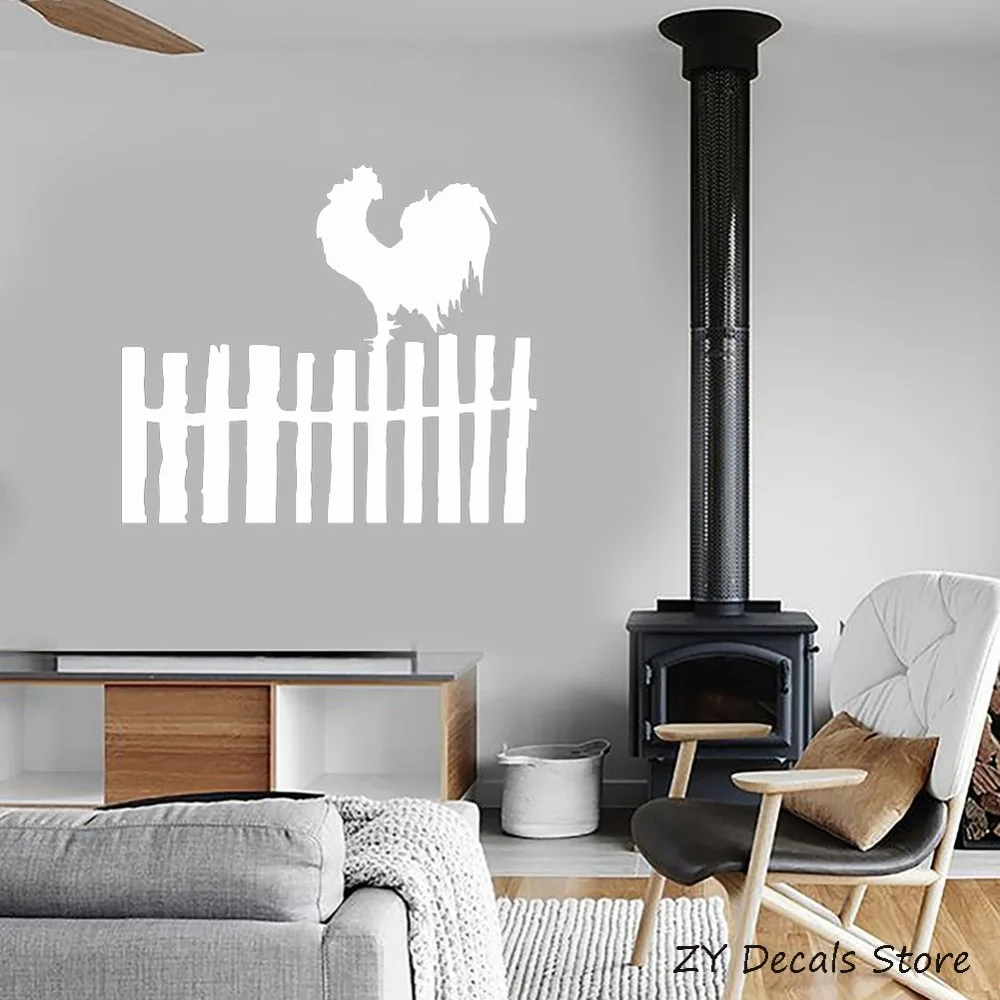Rooster Bird Farm Village Modern Decor Sticker Fence Wall Window Decals