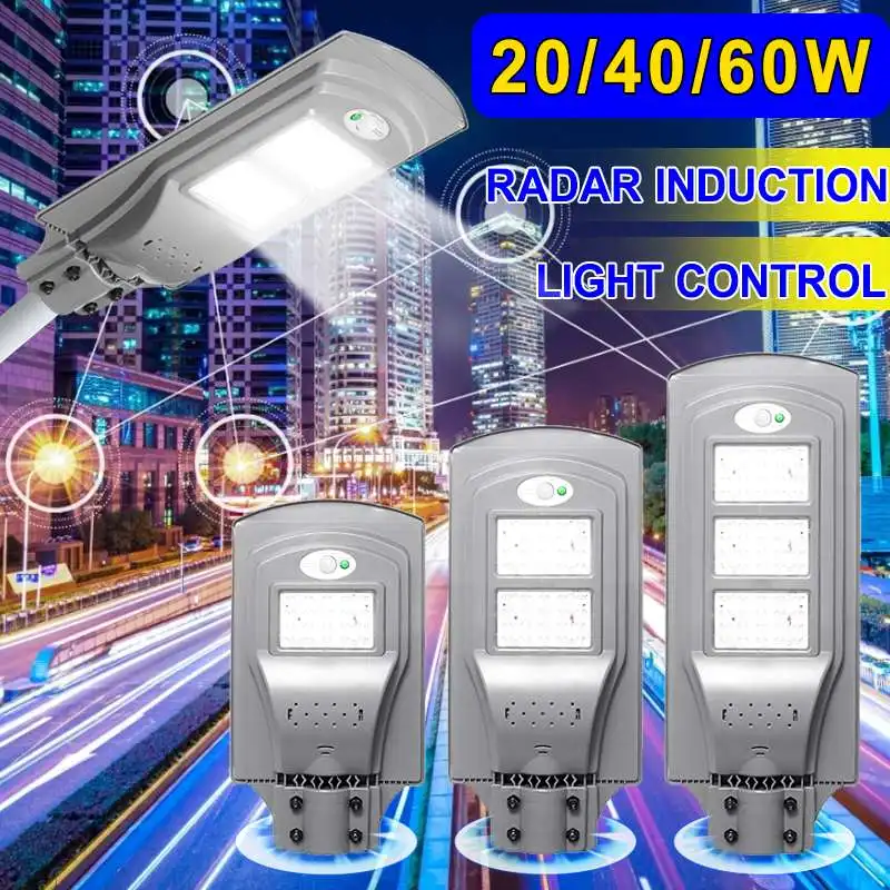 

20w/40w/60w LED Wall Lamp Light Street Light Control+PIR Human Body Induction Solar Street Light Solar Street Light Sensor