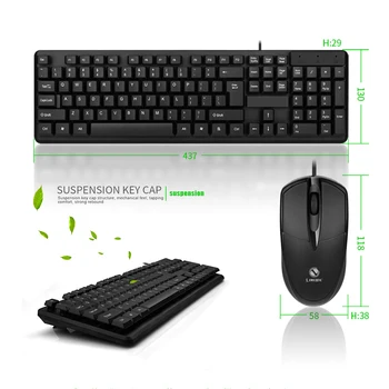 

Wired Mouse Keyboard Set USB Desktop Sensitive Durable for Home Office Gaming EM88