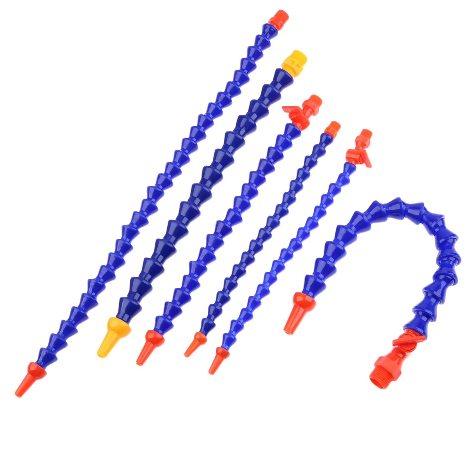 Plastic 1/4" 3/8" 1/2 Thread Flexible Water Oil Coolant Pipes Hoses Round Nozzle For CNC Machine Lathe Cooling Tube 300mm-500mm