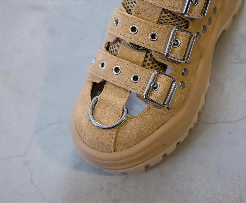 SWYIVY Female Retro Shoes Genuine Leather Platform Sandals Rivet 2019 Summer Casual Shoes Sandals For Woman Chunky Sandal Nice