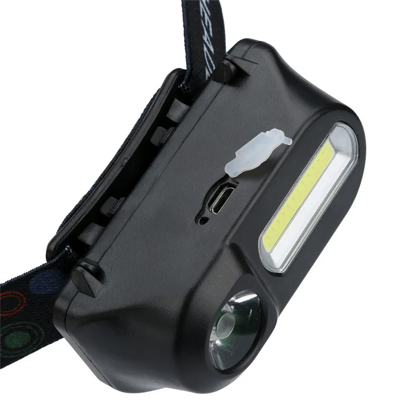 Mini Waterproof XPE COB LED 6-mode Headlight Headlamp USB Rechargeable 18650 Battery Head Light Lamp Flashlight for Outdoor@15