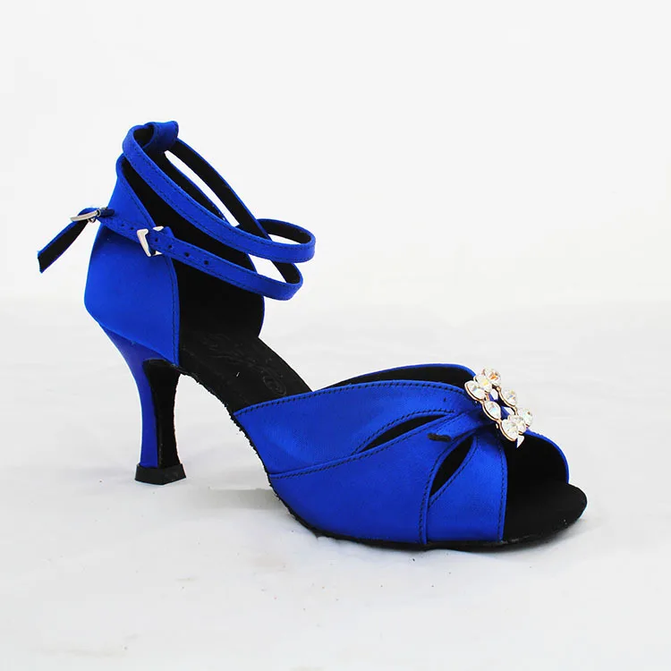 

Dancesport  Shoes BD 258 Royalbule Ladies' Latin Dance Shoes  Sandal  flared heel rhinestone Samba Chacha Rumba Jive Paso Doble