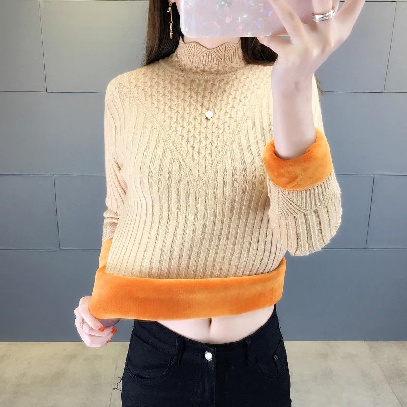 

Fashion Women's Knitted sweater Winter 2019 New half Turtleneck sweater women Long sleeve Thick Warm Sweaters Jumpers ladies