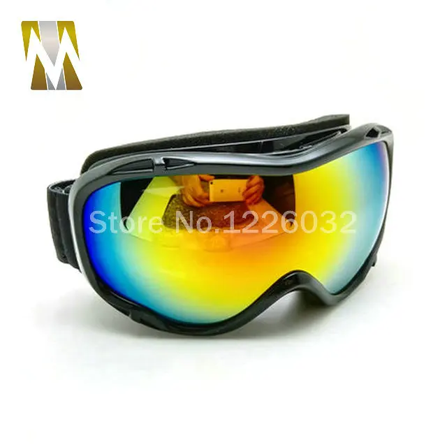 Black ski goggles motocross dual lens uv protection anti fog snow