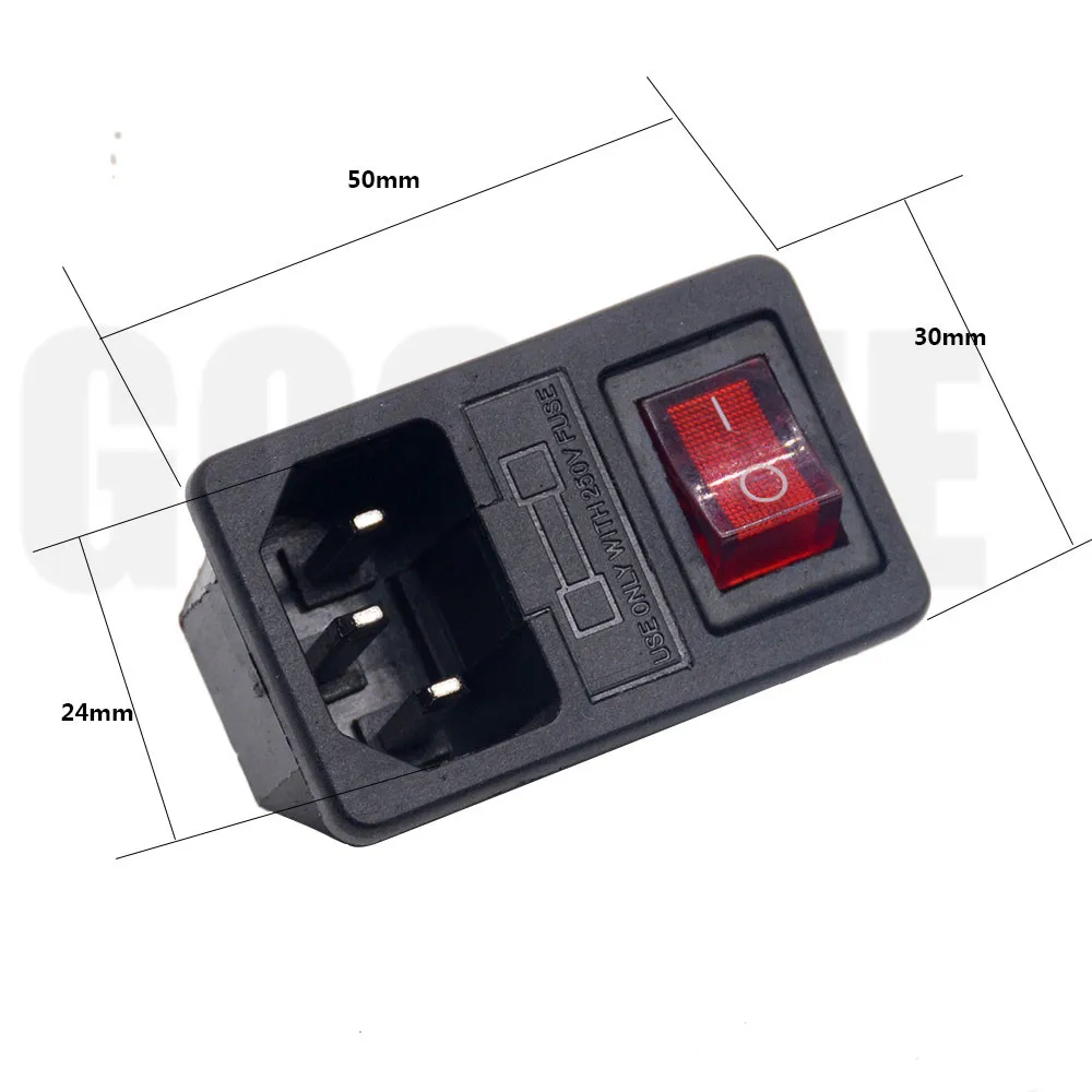 Красный кулисный выключатель с плавким предохранителем IEC320 C14 на входе Мощность предохранитель переключатель вилка соединителя разъём с 10A предохранитель