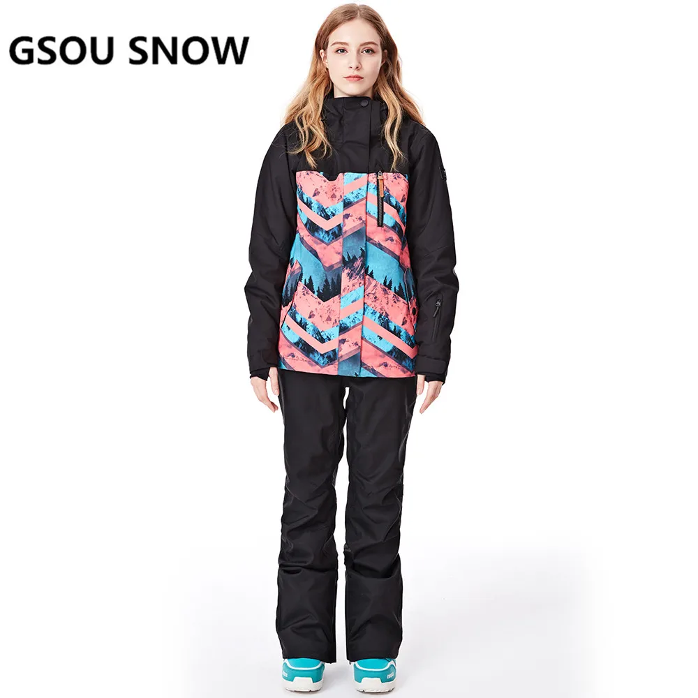 

GSOU SNOW Women Skiing Jacket Waterproof Breathable Snowing Jacket High-Q Skiing And Snowboarding Warm Jacket Windproof