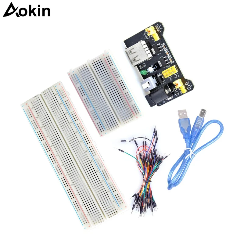 

830 Point Solderless Breadboard 400Point Breadboard Jumper Wires USB Cable Power Module for arduino