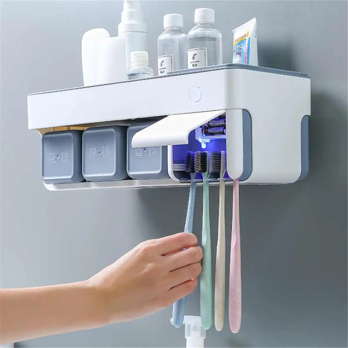 

Toothbrush Holder Automatic Toothpaste Dispenser/Squeezer/Extruder Dust-proof Bathroom Accessories Set Tooth Brush Organizer